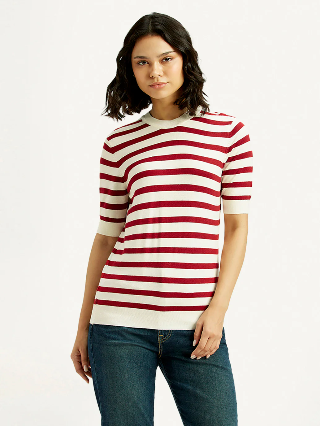 Women's Striped Crew Neck T-shirt - Image 2