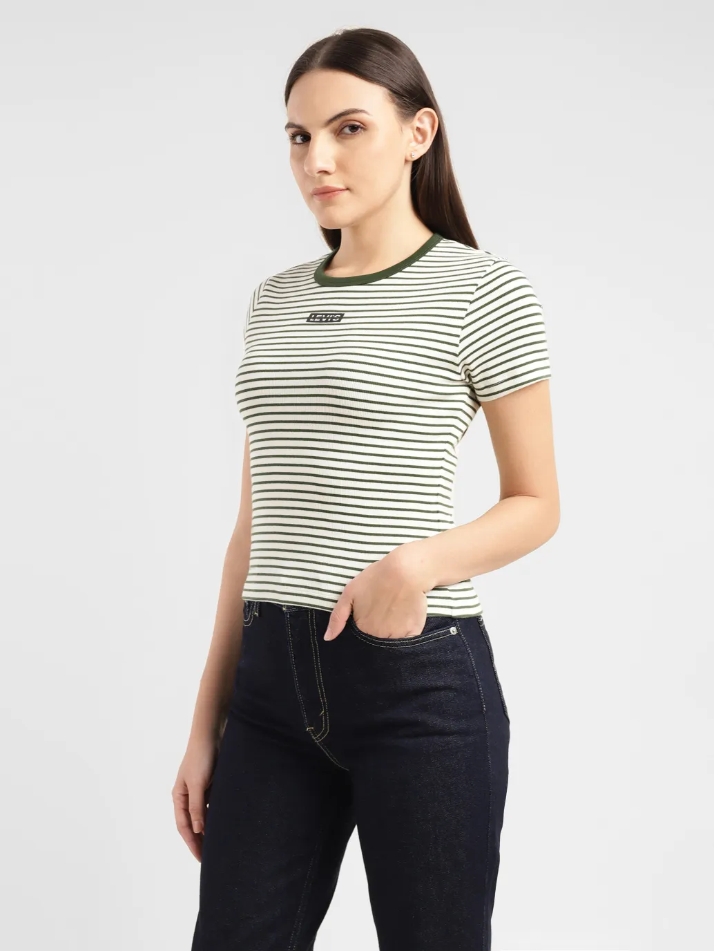 Women's Striped Crew Neck T-shirt - Image 3