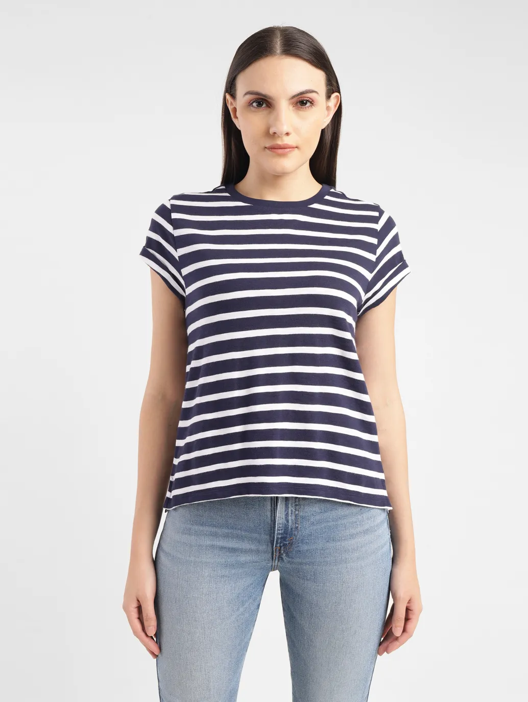 Women's Striped Crew Neck T-shirt - Image 2
