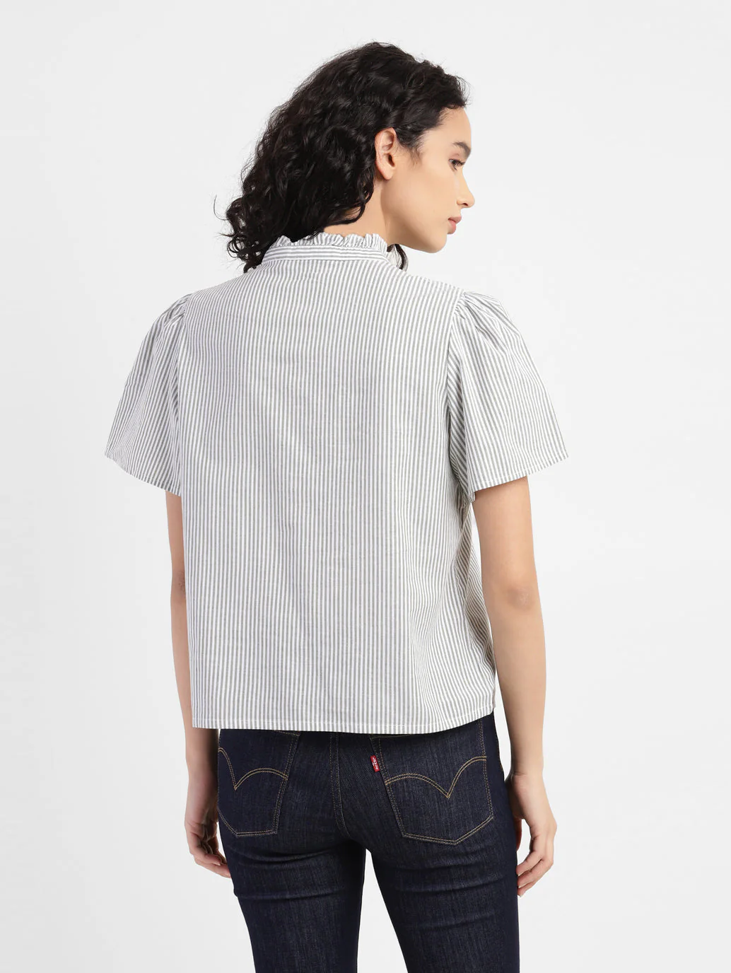 Women's Striped Band Neck Top - Image 3