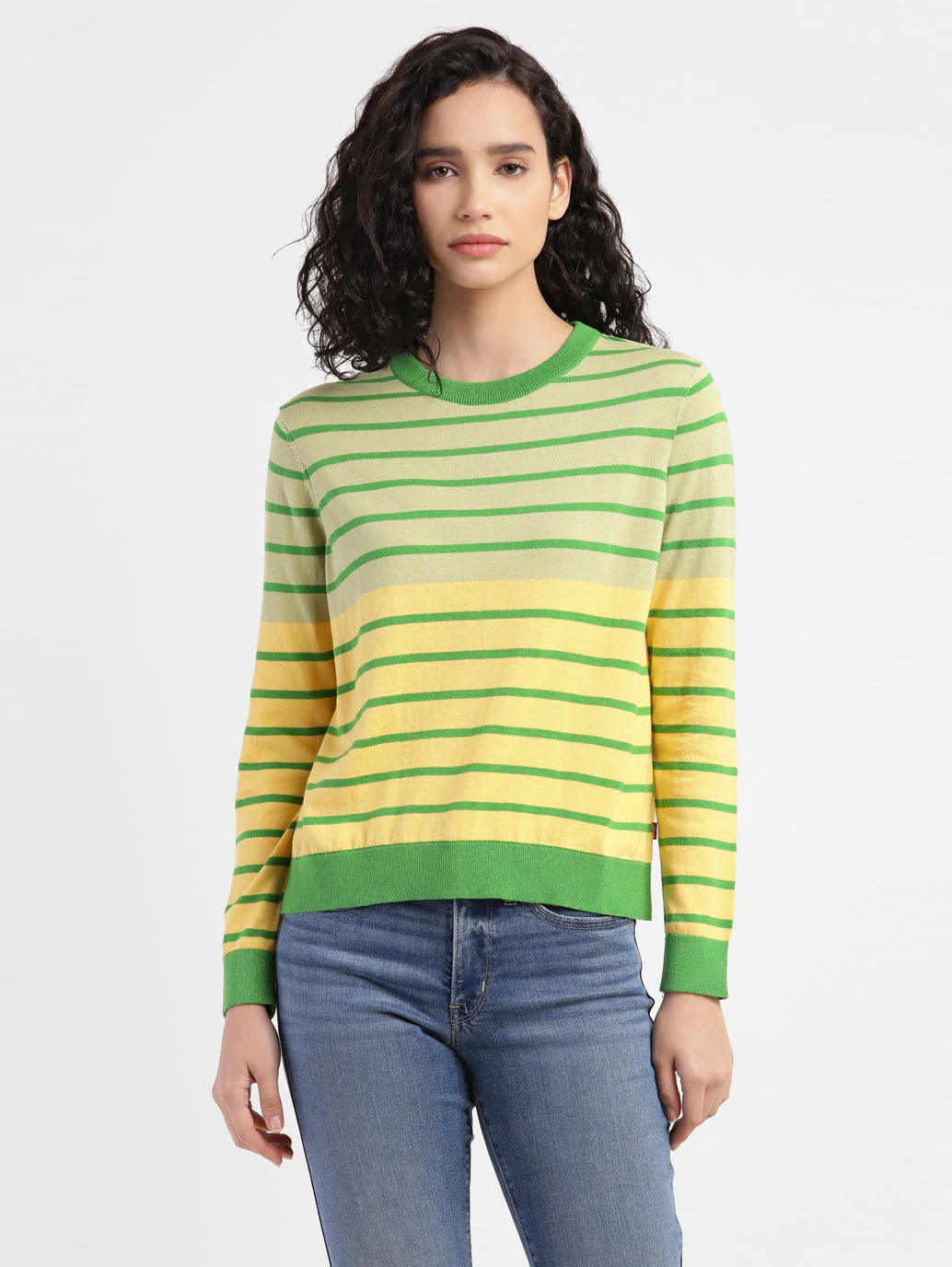 Women's Striped Multicolor Crew Neck Sweater - Image 2