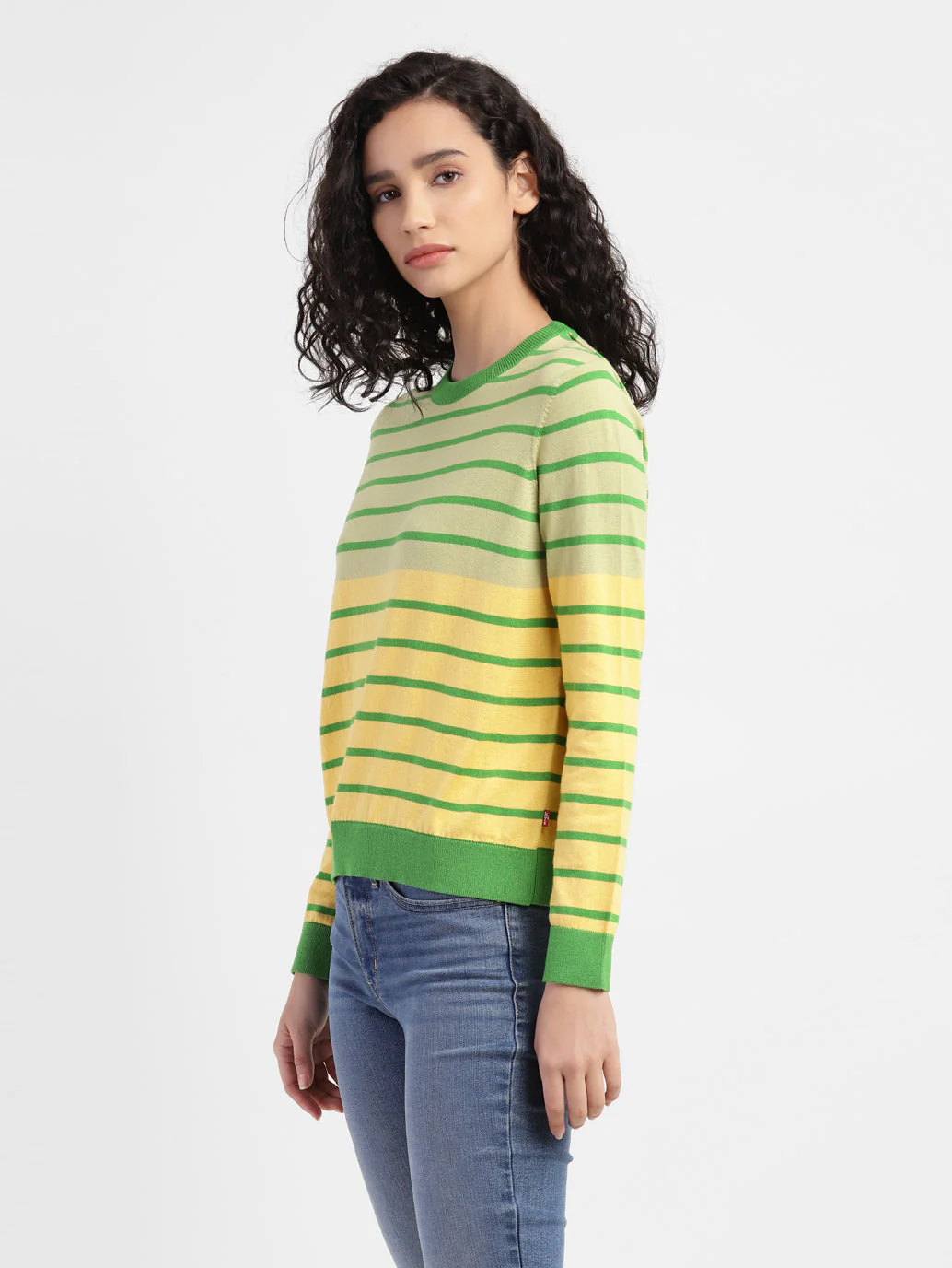 Women's Striped Multicolor Crew Neck Sweater - Image 4