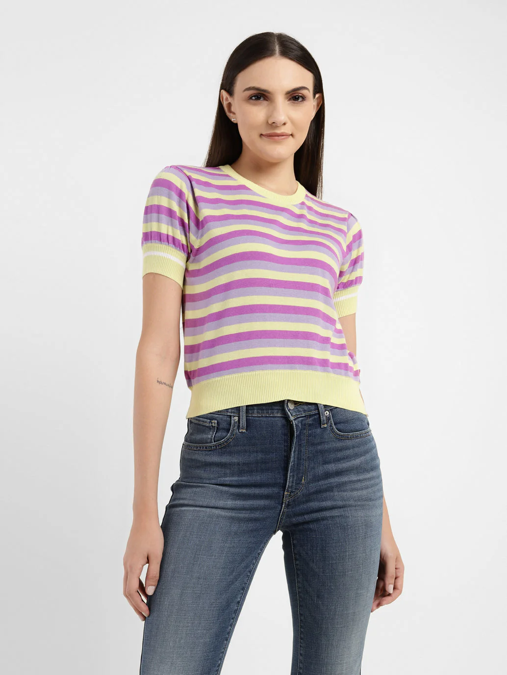 Women's Striped Round Neck Sweater - Image 2