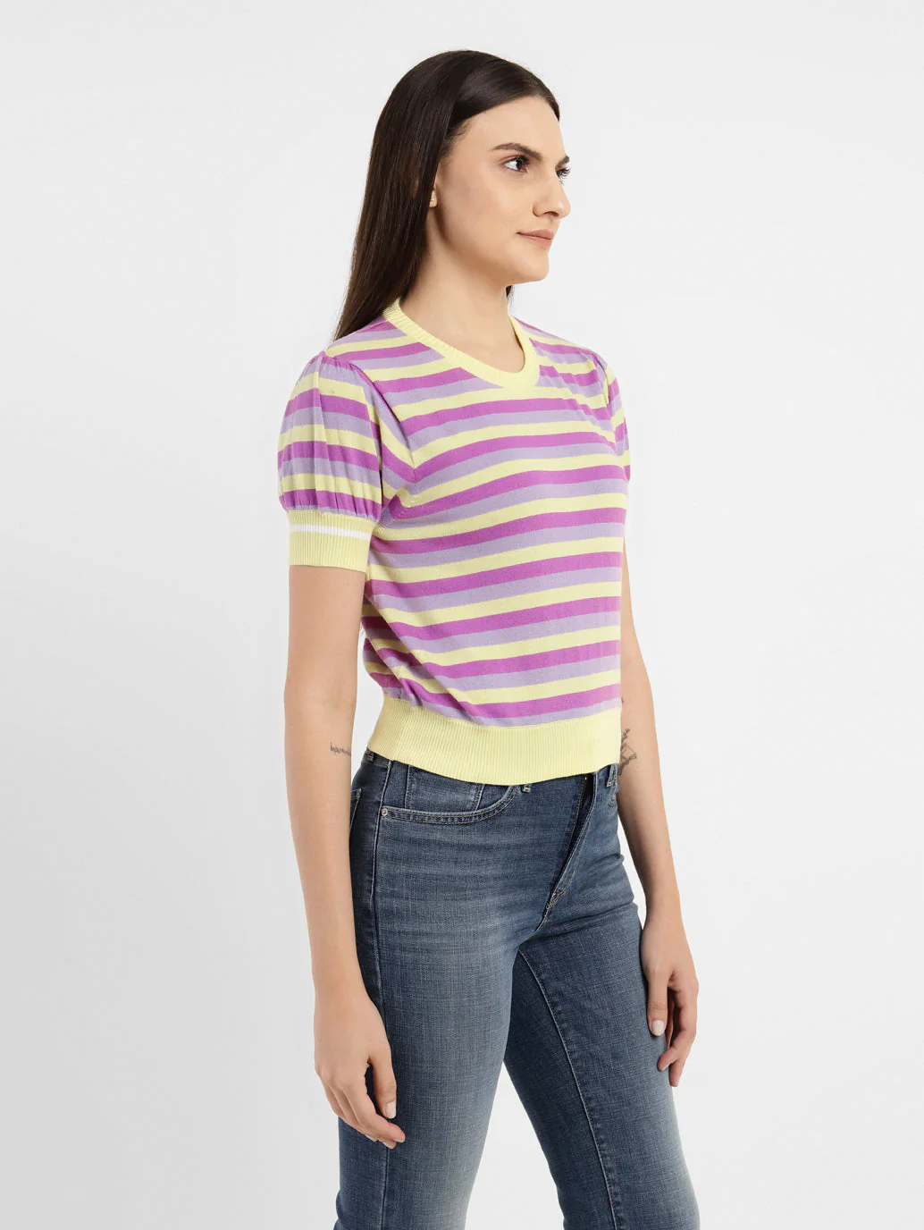 Women's Striped Round Neck Sweater - Image 4