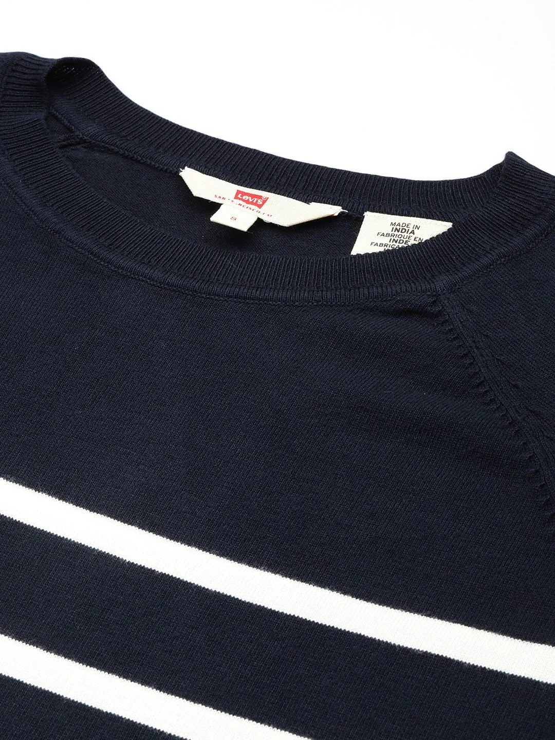 Women's Striped Navy Crew Neck Sweater - Image 4