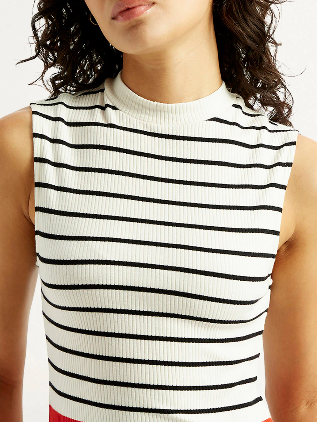Women's Striped Off White Collar Neck Top - Image 3