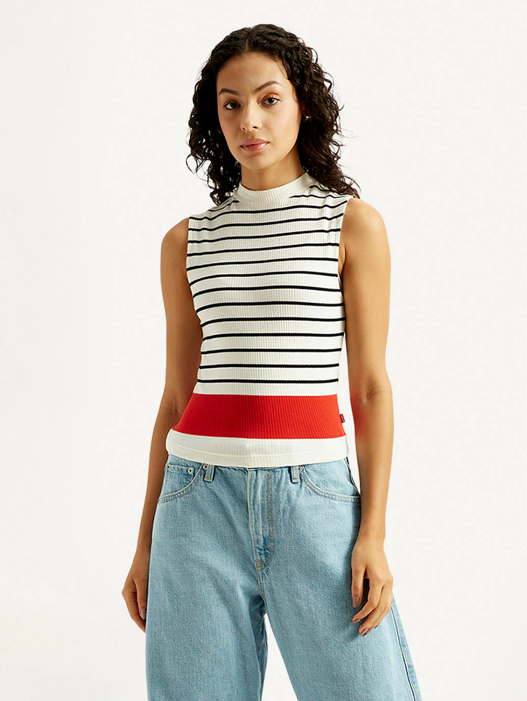 Women's Striped Off White Collar Neck Top - Image 5