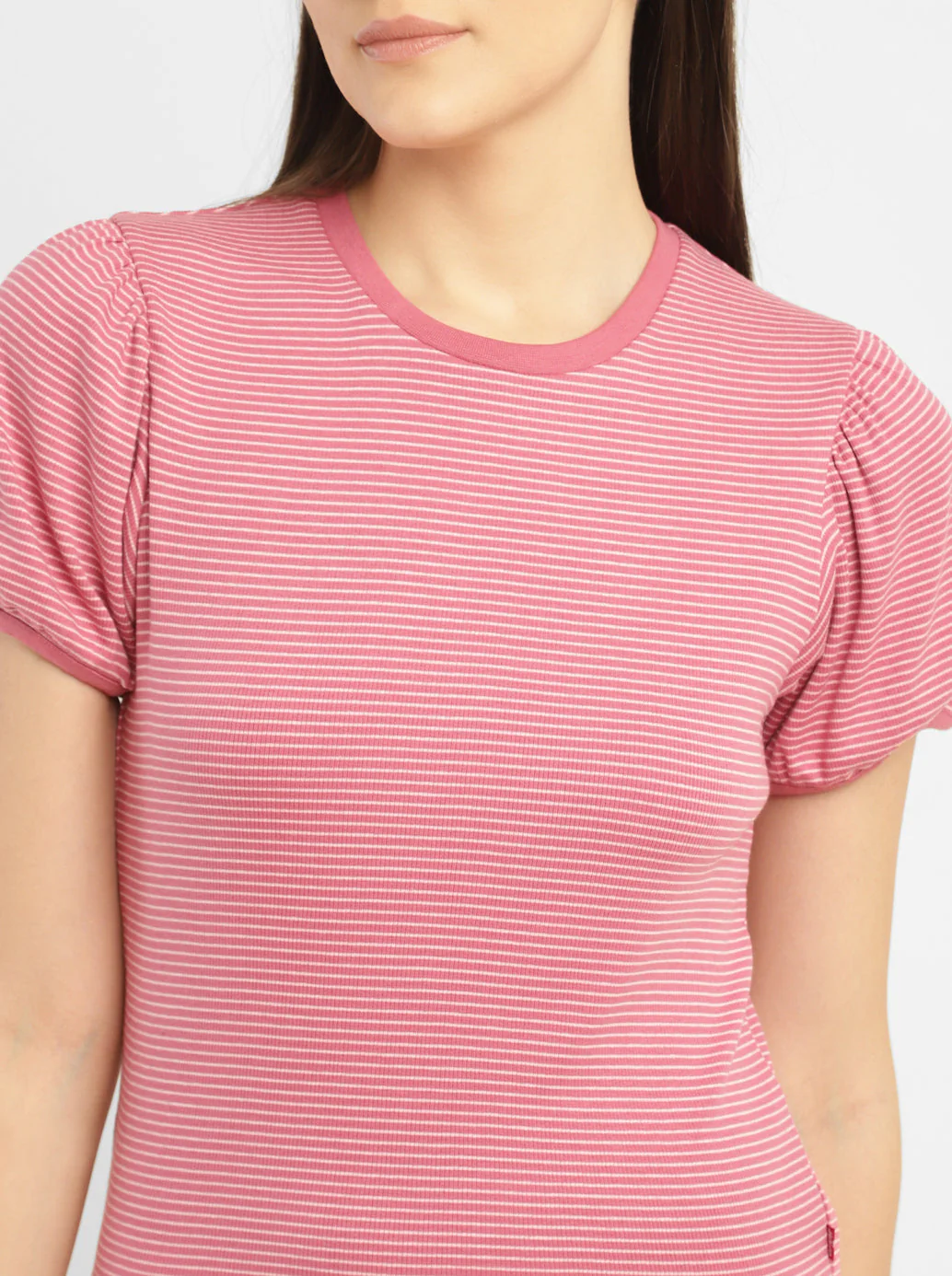 Women's Striped Pink Round Neck Top - Image 5