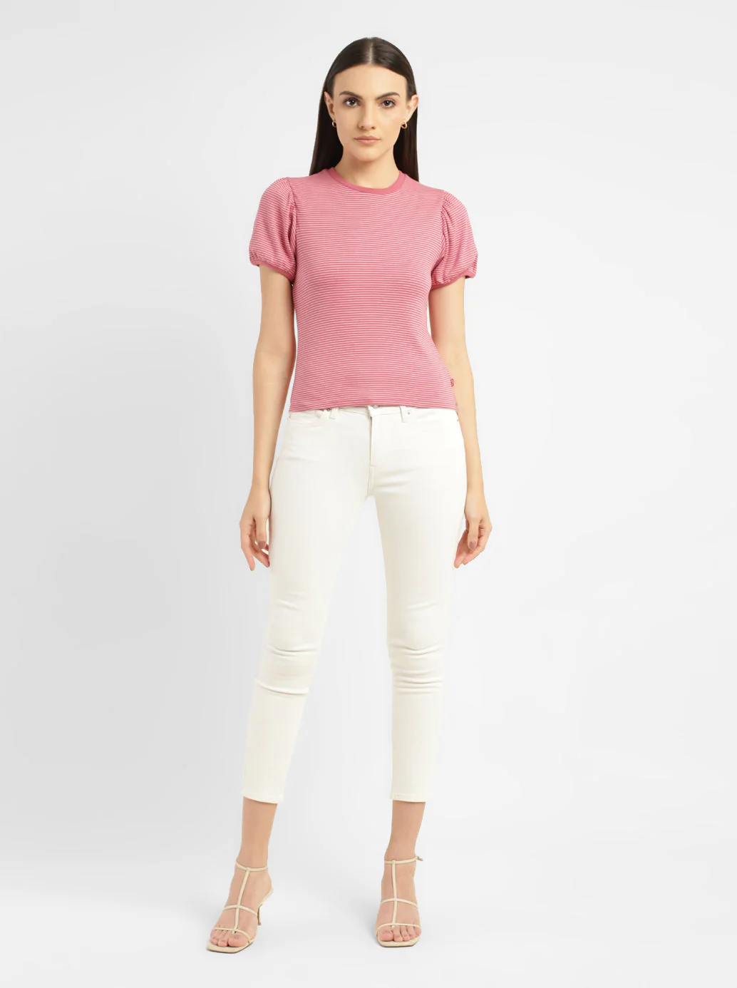 Women's Striped Pink Round Neck Top - Image 6