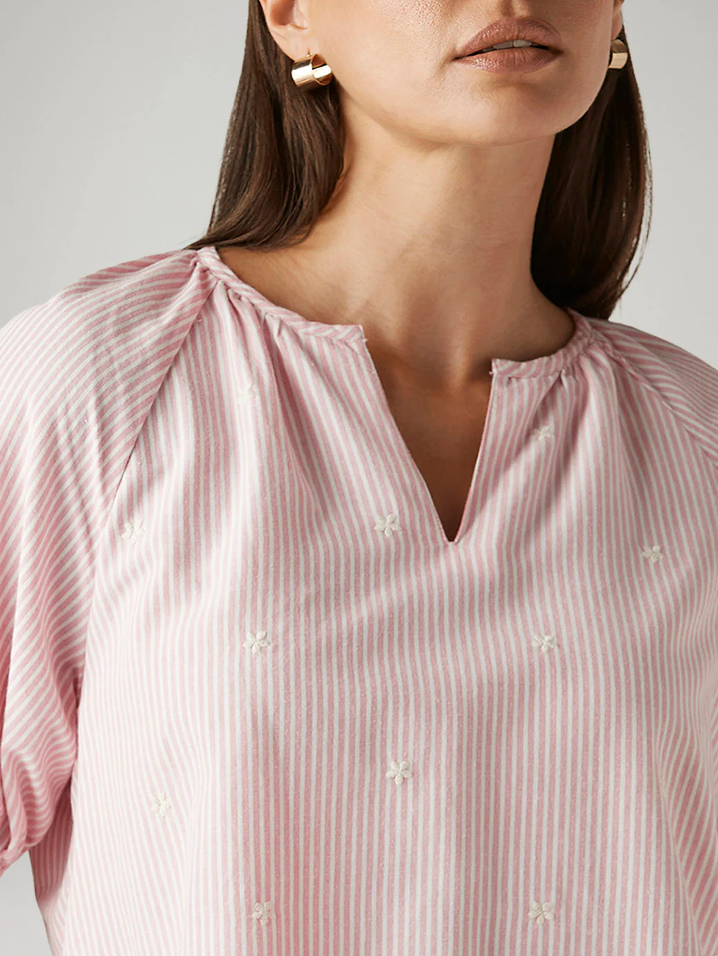 Women's Striped Pink V-Neck Top - Image 4