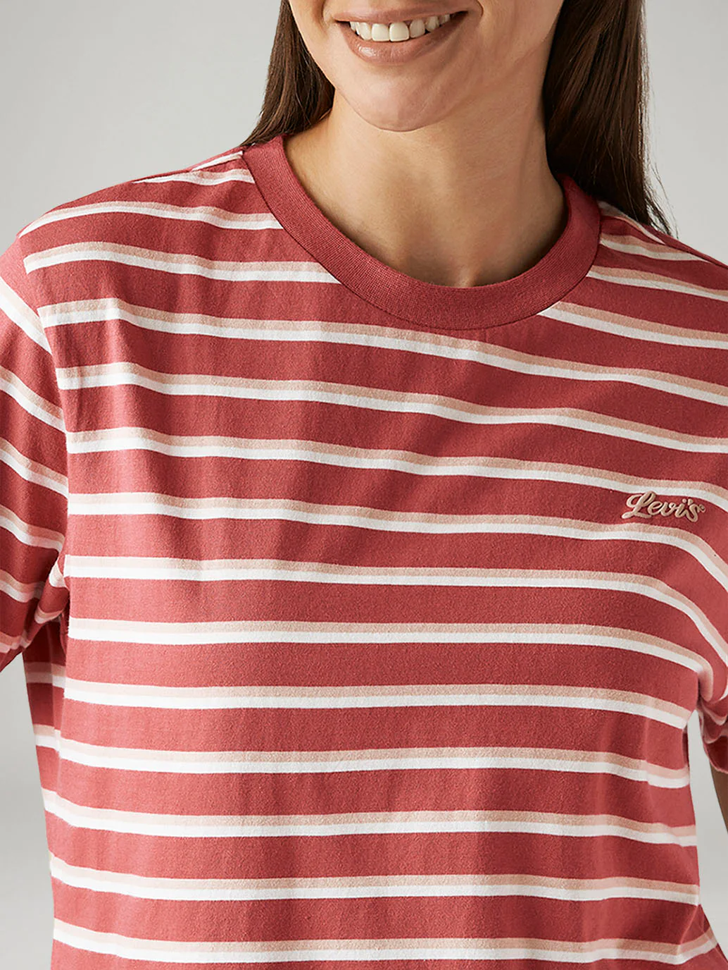 Women's Striped Red Relaxed Fit T-shirt - Image 5