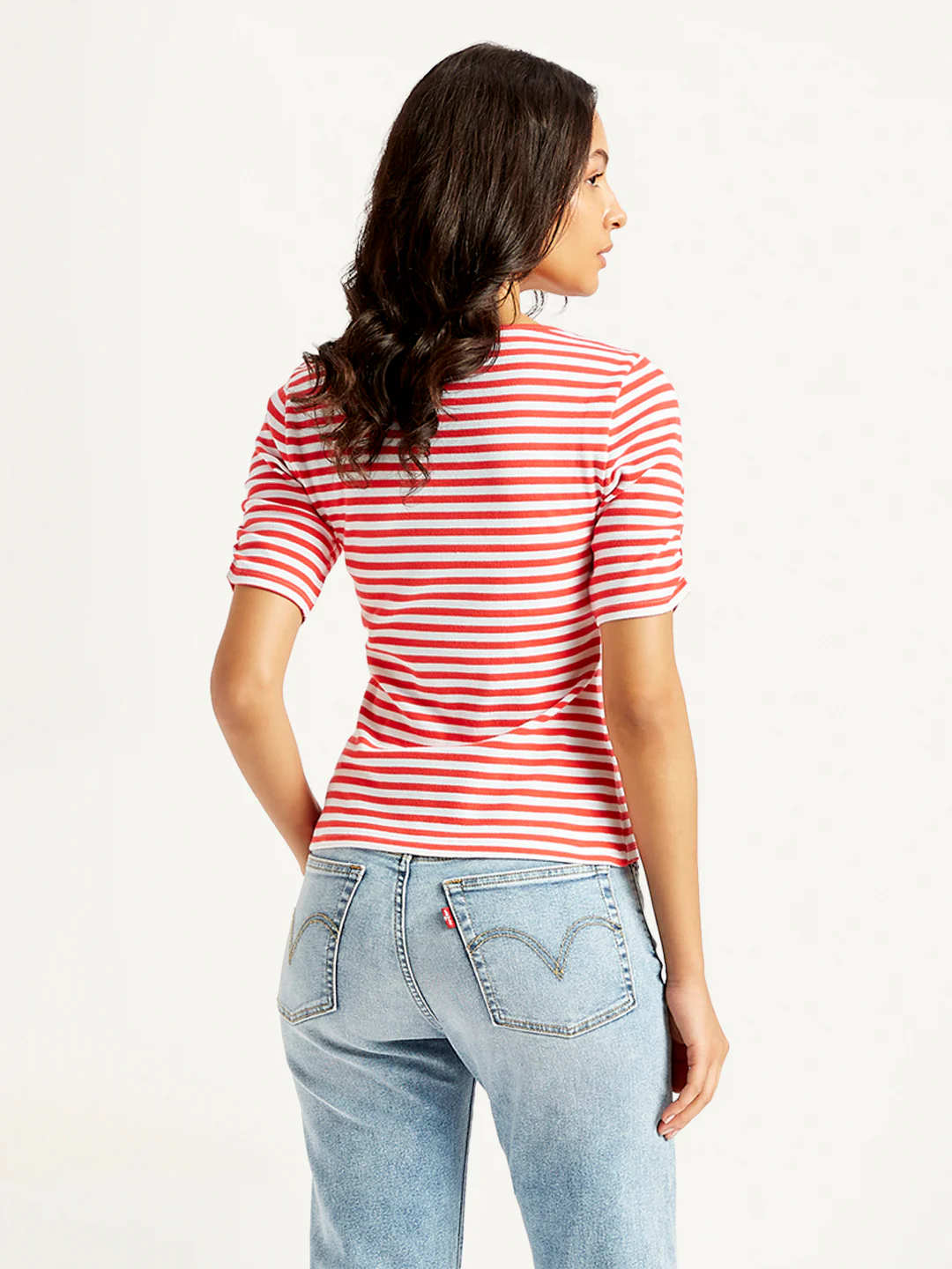 Women's Striped Red Scoop Neck Top - Image 3
