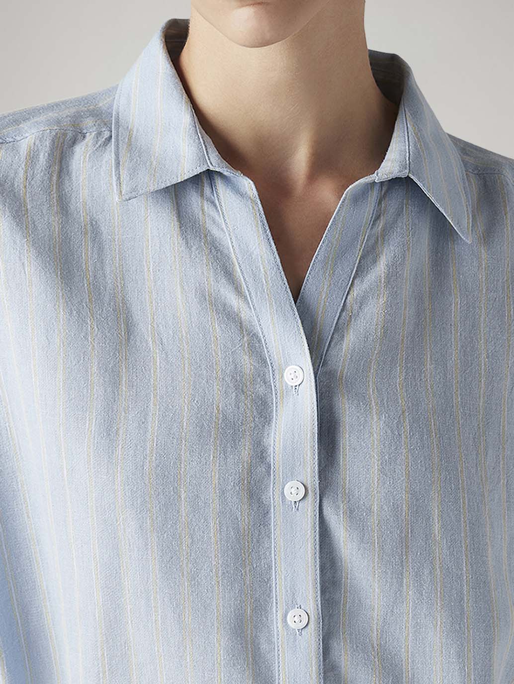 Women's Striped Regular Fit Linen Shirt - Image 4