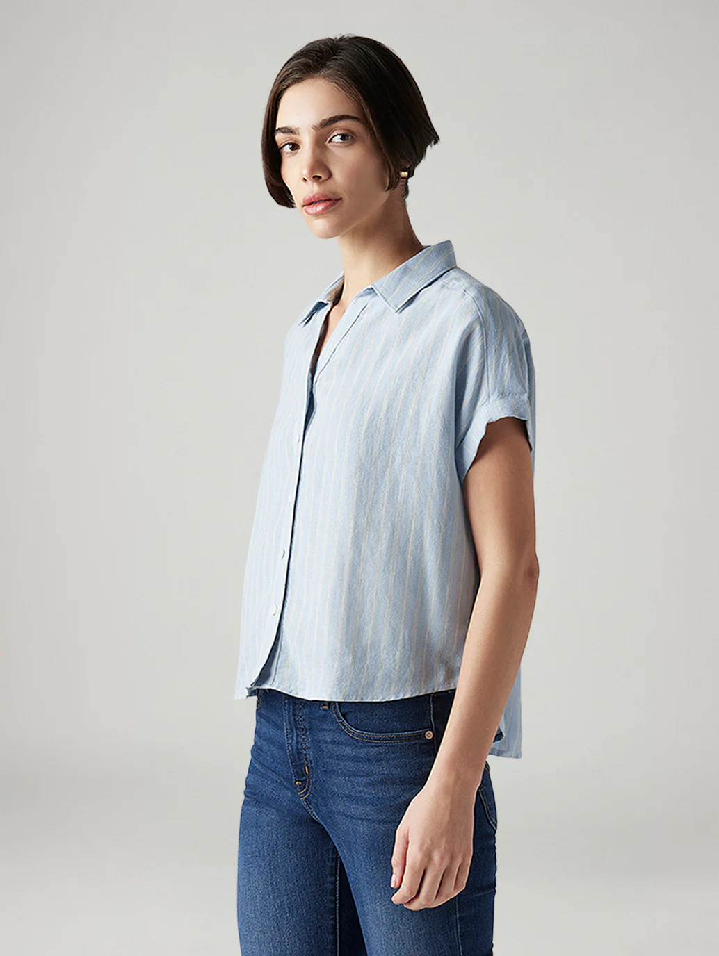 Women's Striped Regular Fit Linen Shirt - Image 5