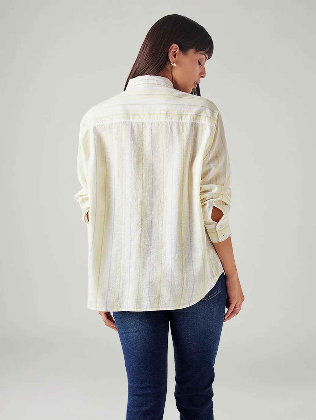Women's Striped Relaxed Fit Linen Shirt - Image 2