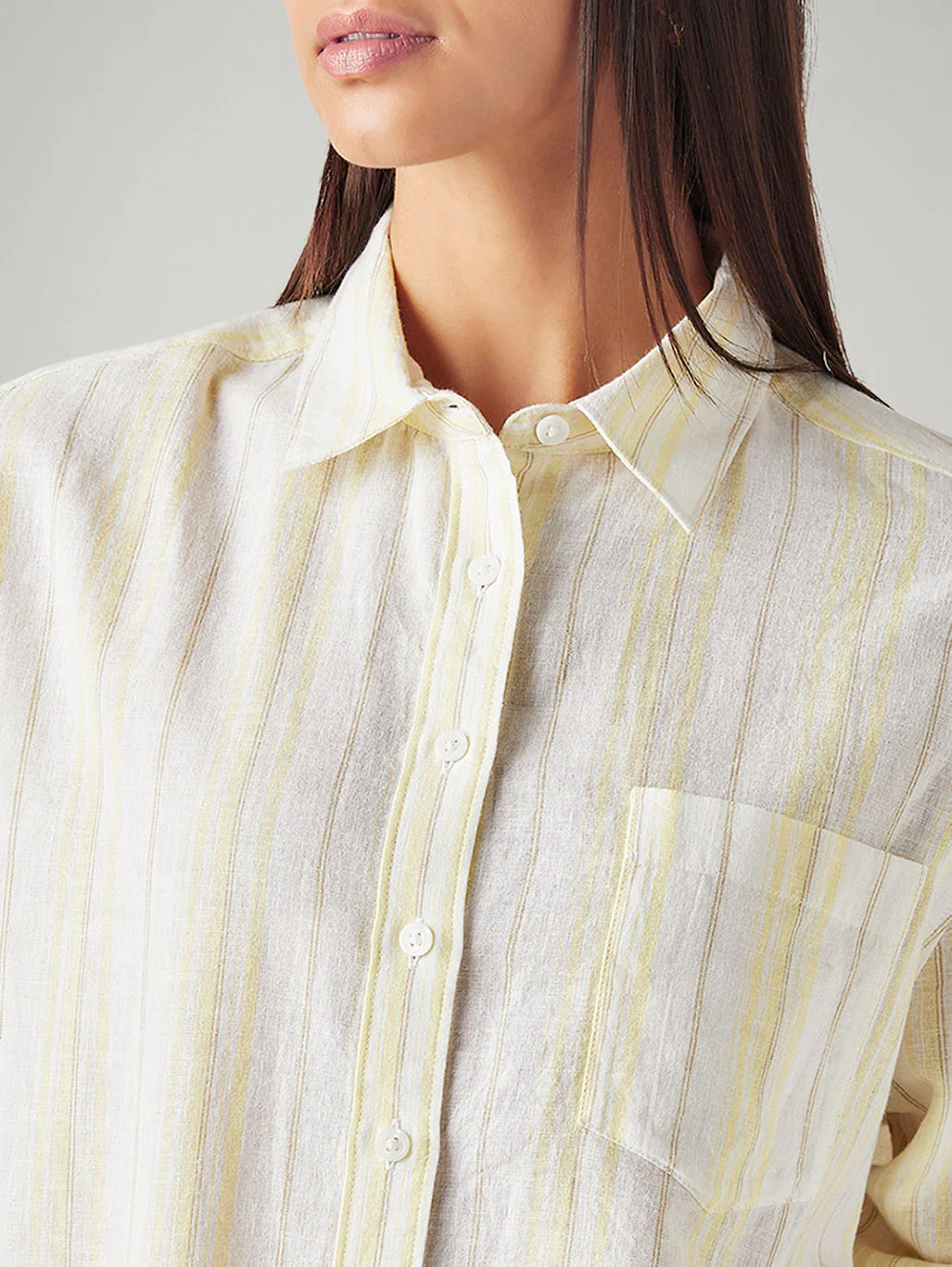 Women's Striped Relaxed Fit Linen Shirt - Image 3