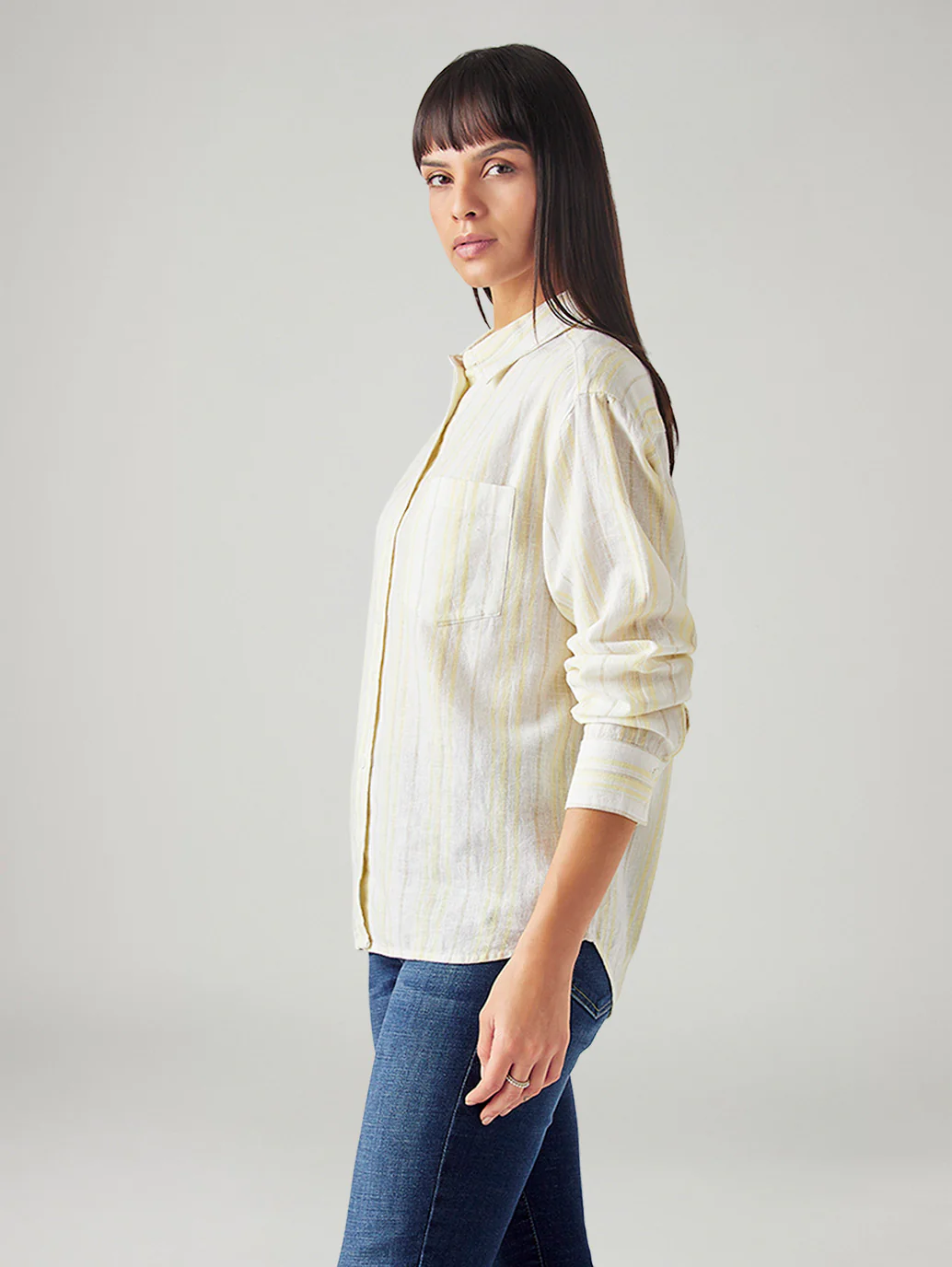 Women's Striped Relaxed Fit Linen Shirt - Image 4