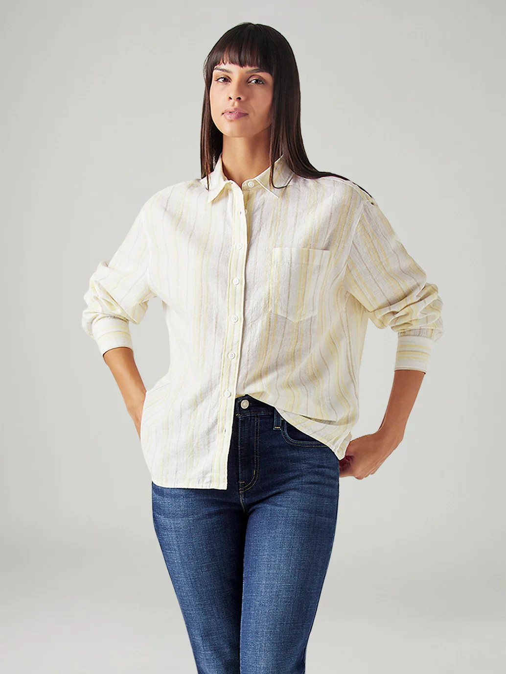 Women's Striped Relaxed Fit Linen Shirt - Image 5