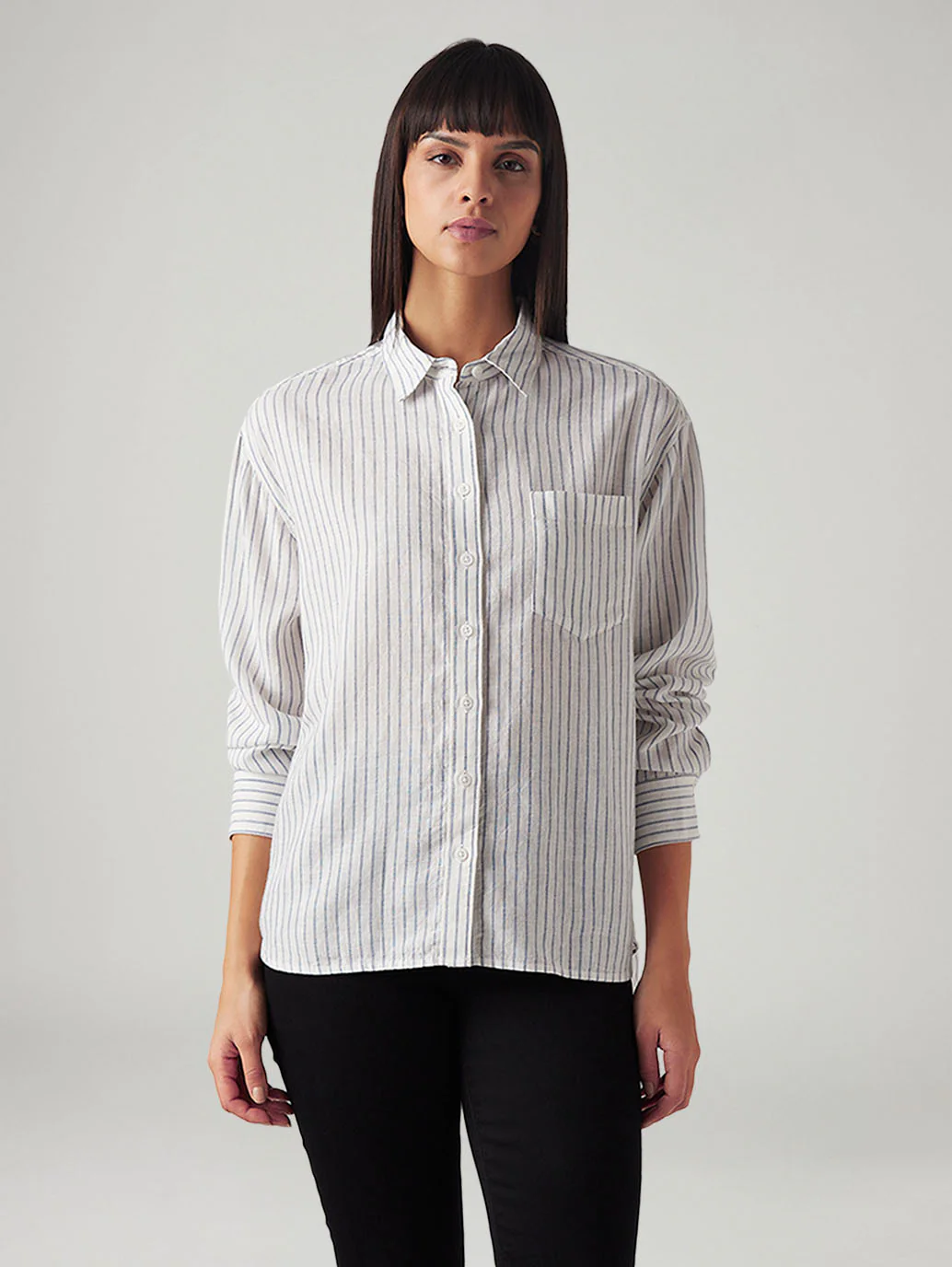 Women's Striped Relaxed Fit Linen Shirt - Image 2