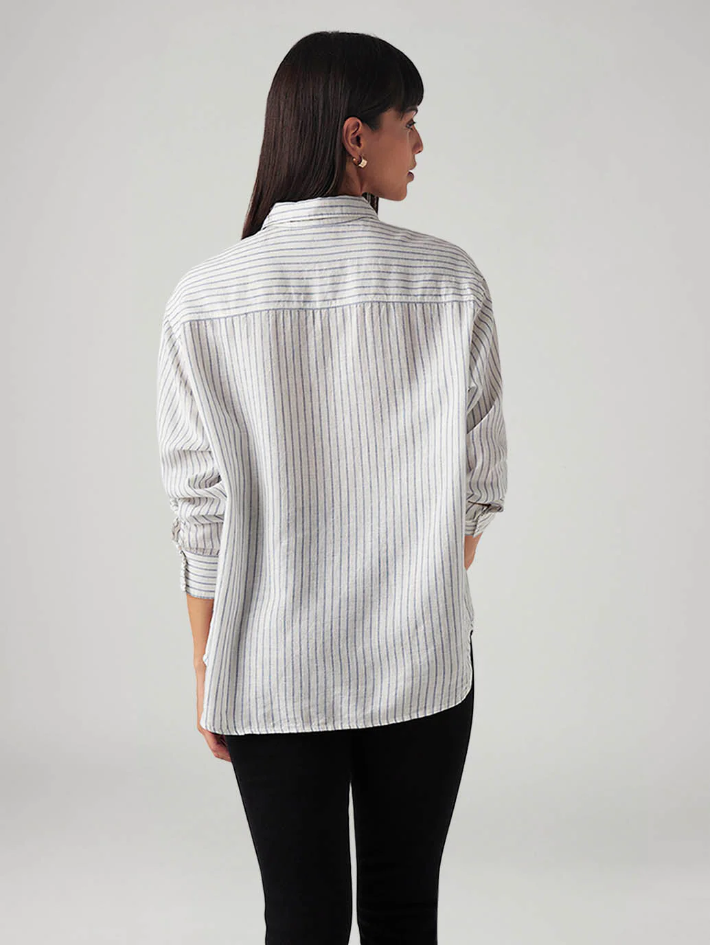 Women's Striped Relaxed Fit Linen Shirt - Image 3