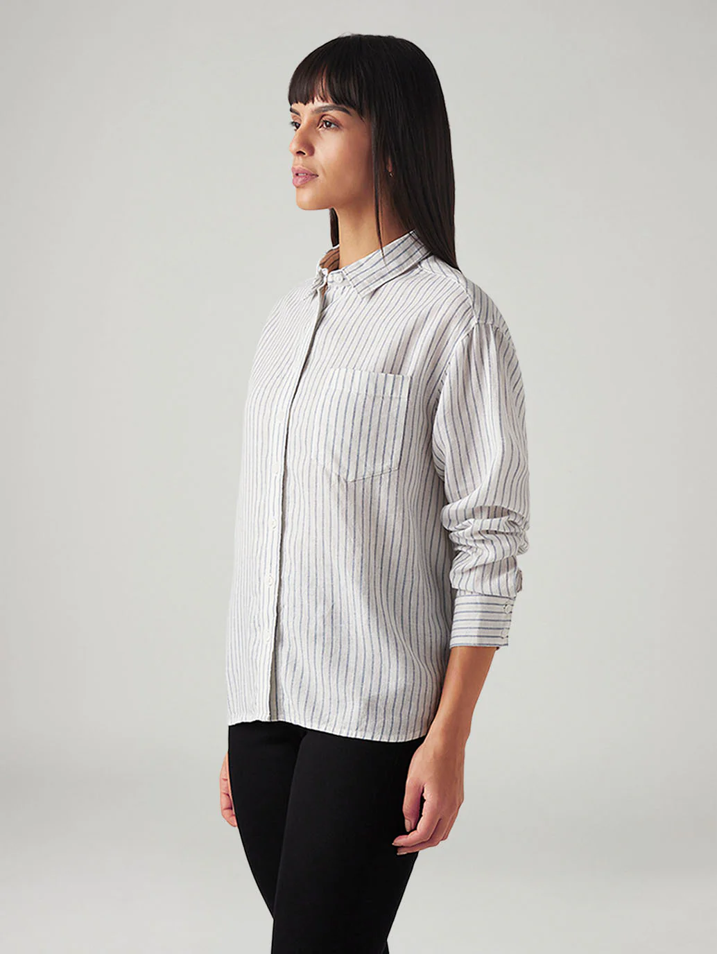 Women's Striped Relaxed Fit Linen Shirt - Image 5
