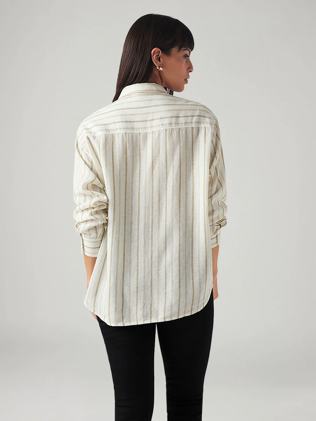 Women's Striped Relaxed Fit Linen Shirt - Image 3