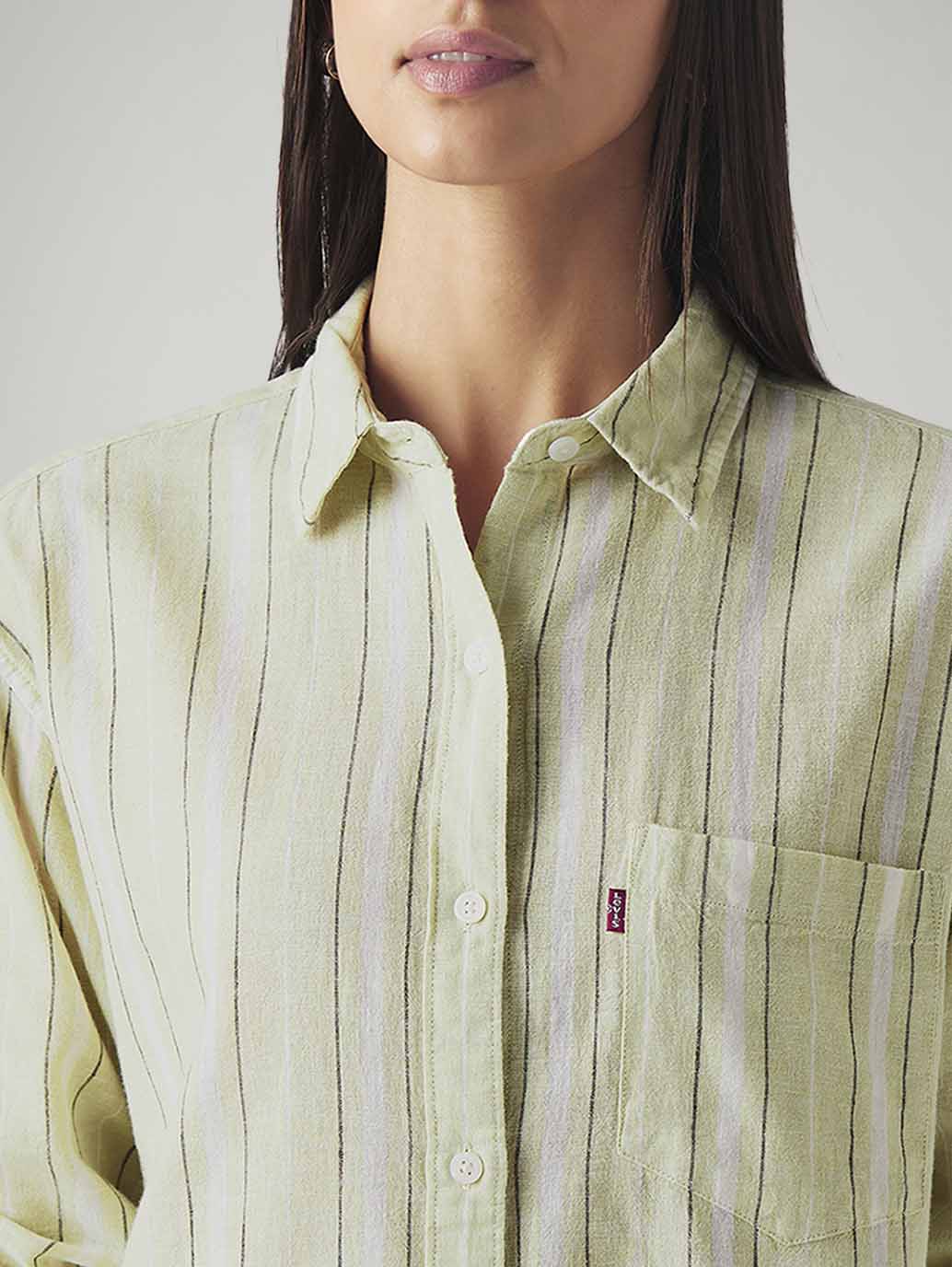 Women's Striped Relaxed Fit Linen Shirt - Image 4