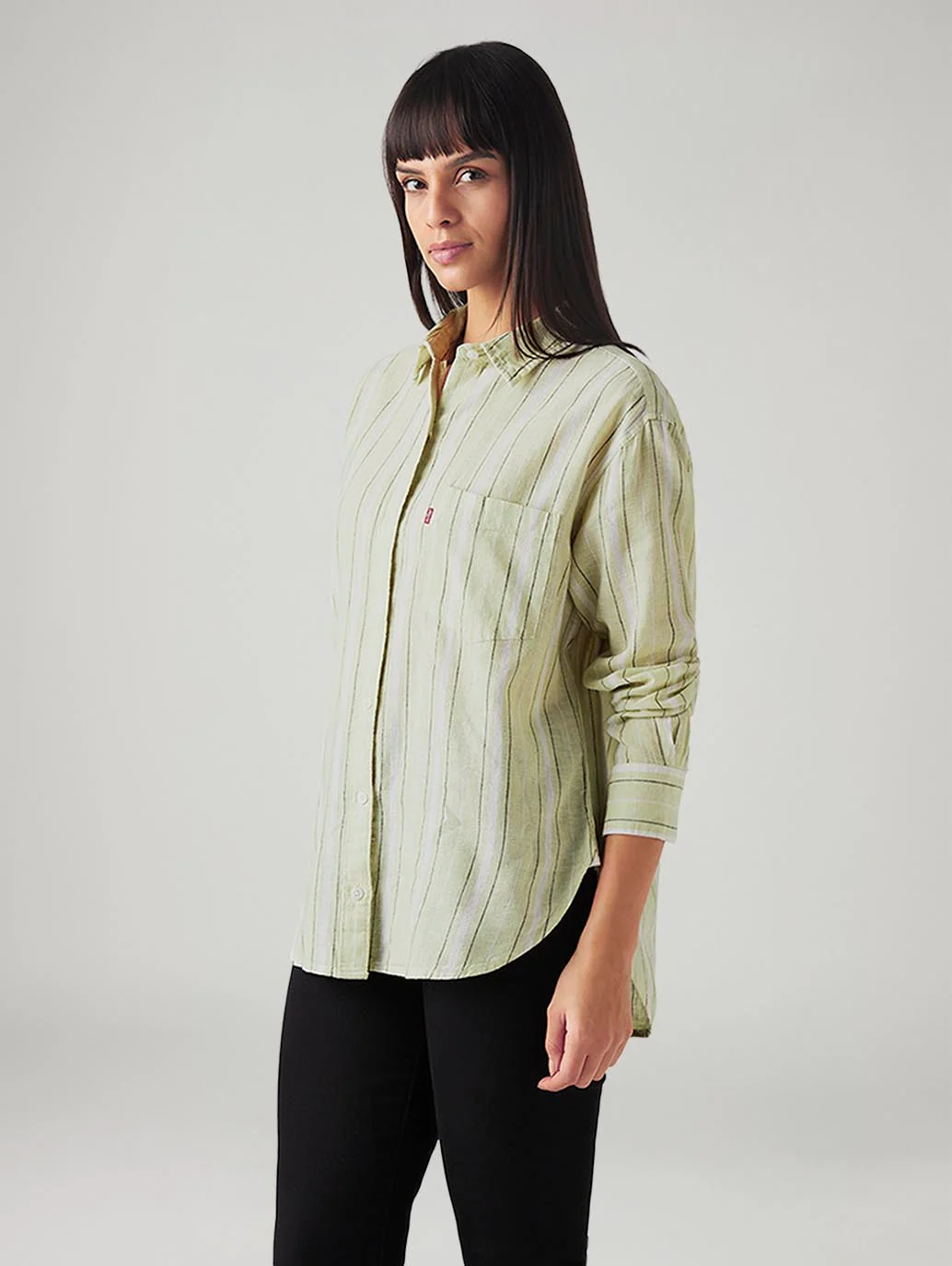 Women's Striped Relaxed Fit Linen Shirt - Image 5