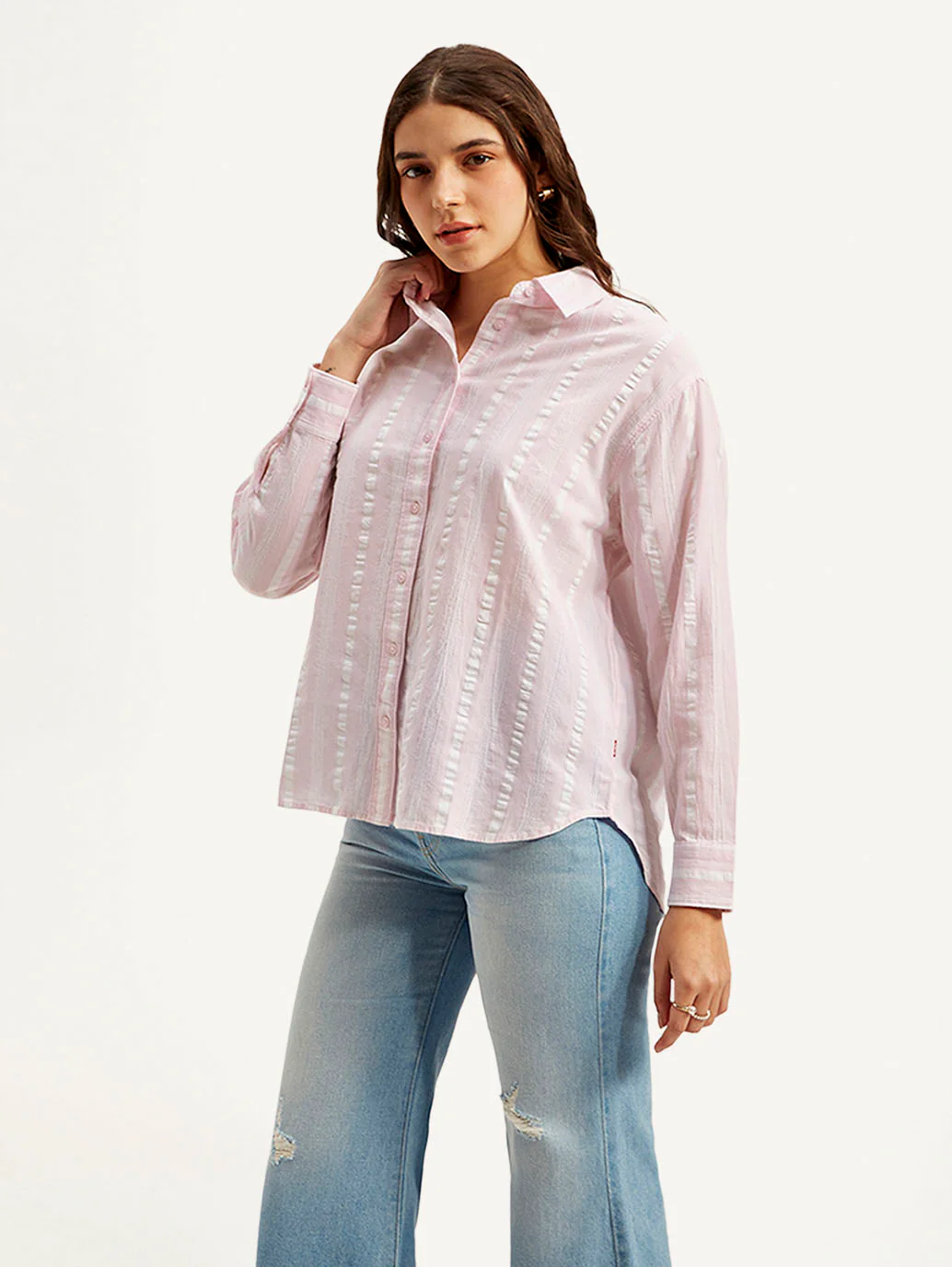 Women's Striped Relaxed Fit Shirt - Image 5