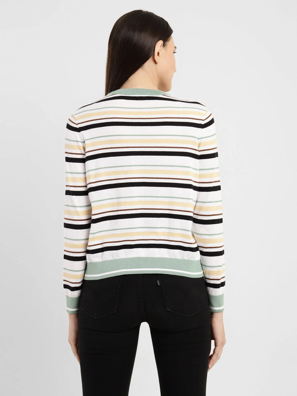 Women's Striped Round Neck Sweater - Image 3