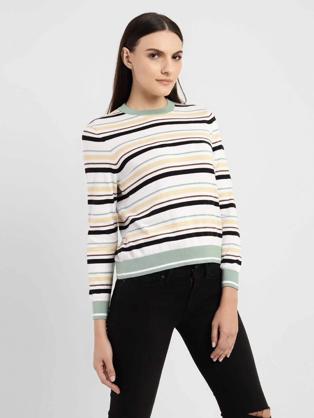 Women's Striped Round Neck Sweater - Image 4