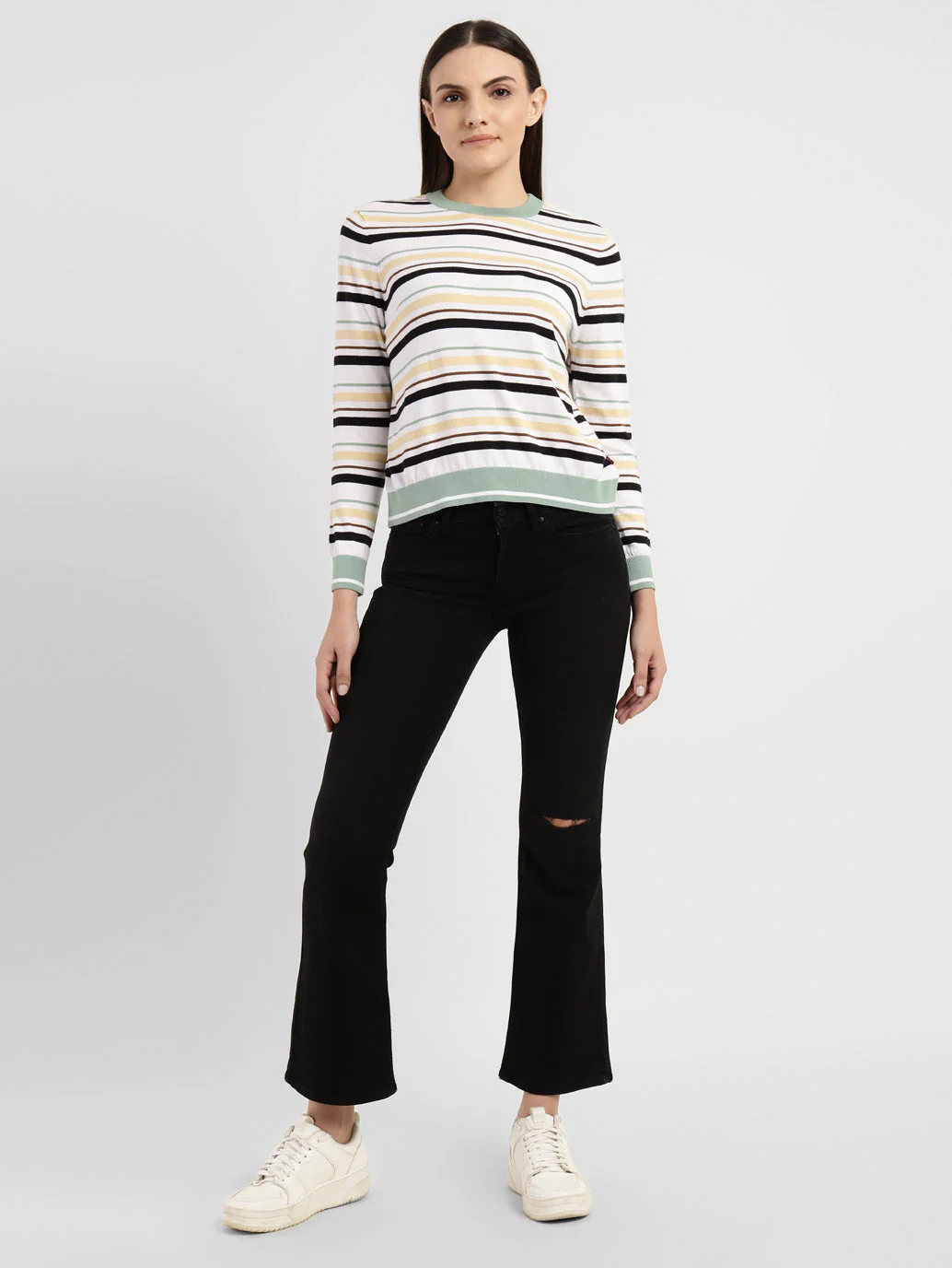 Women's Striped Round Neck Sweater - Image 6