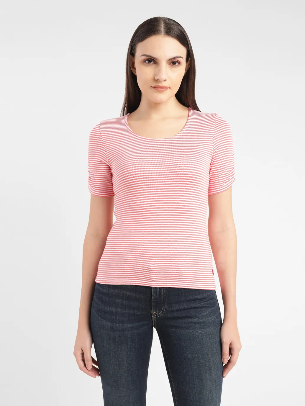Women's Striped Round Neck T-shirt - Image 2