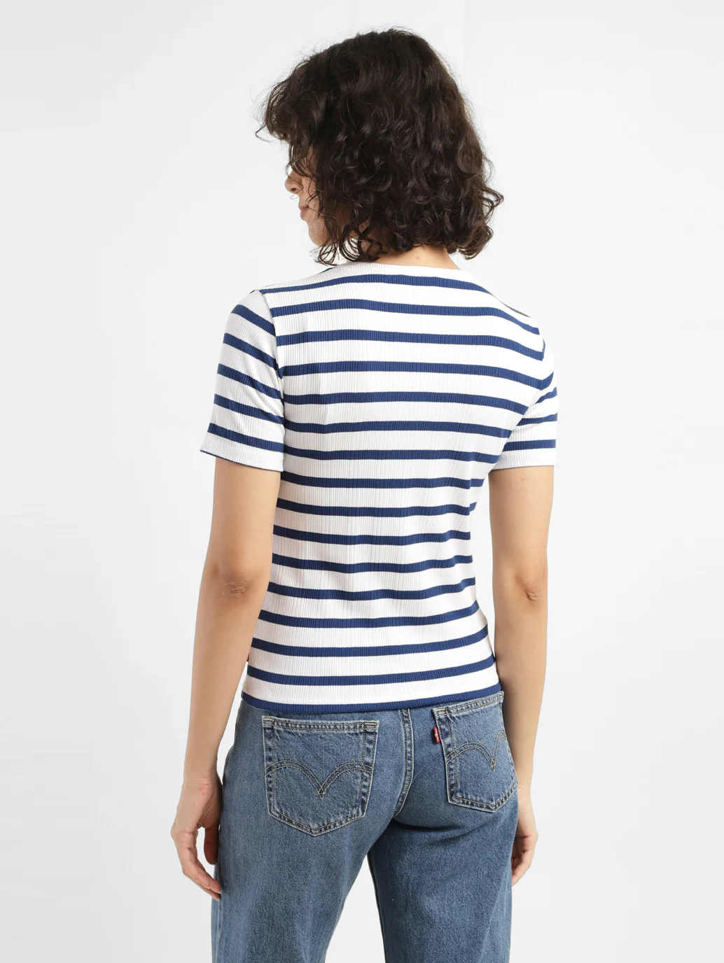 Women's Striped Round neck T-shirt - Image 3