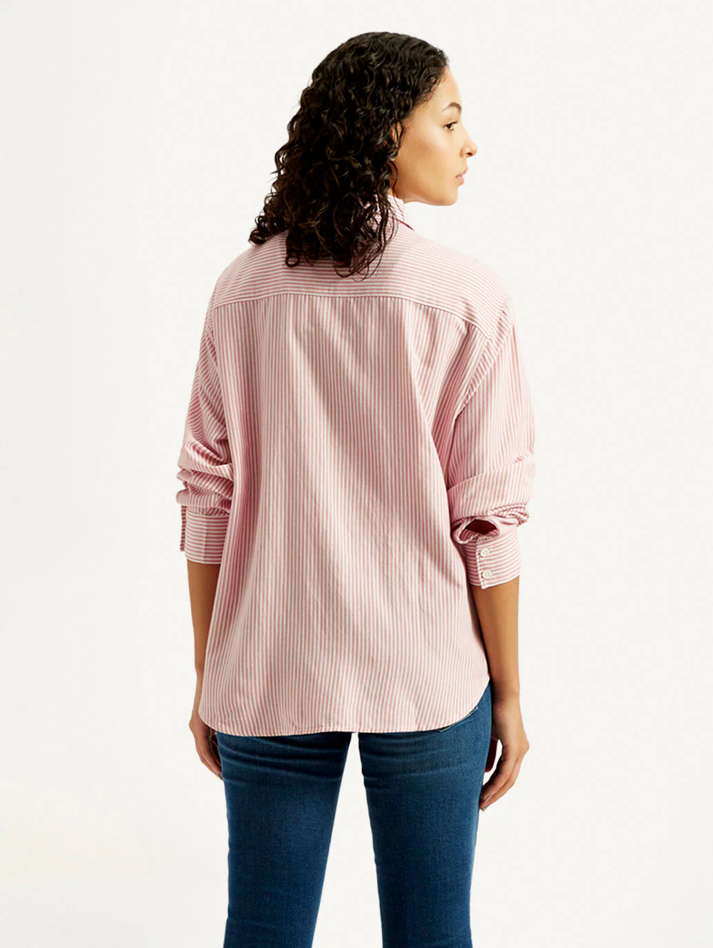 Women's Pink Striped Relaxed Fit Shirt - Image 3