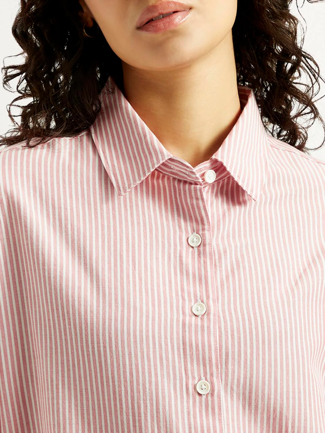 Women's Pink Striped Relaxed Fit Shirt - Image 4