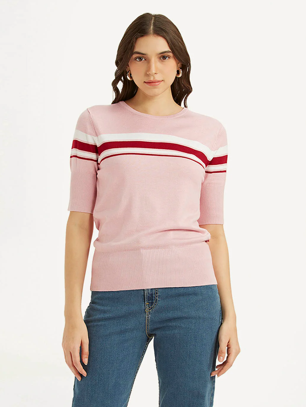 Women's Striped Regular Fit T-shirt - Image 2