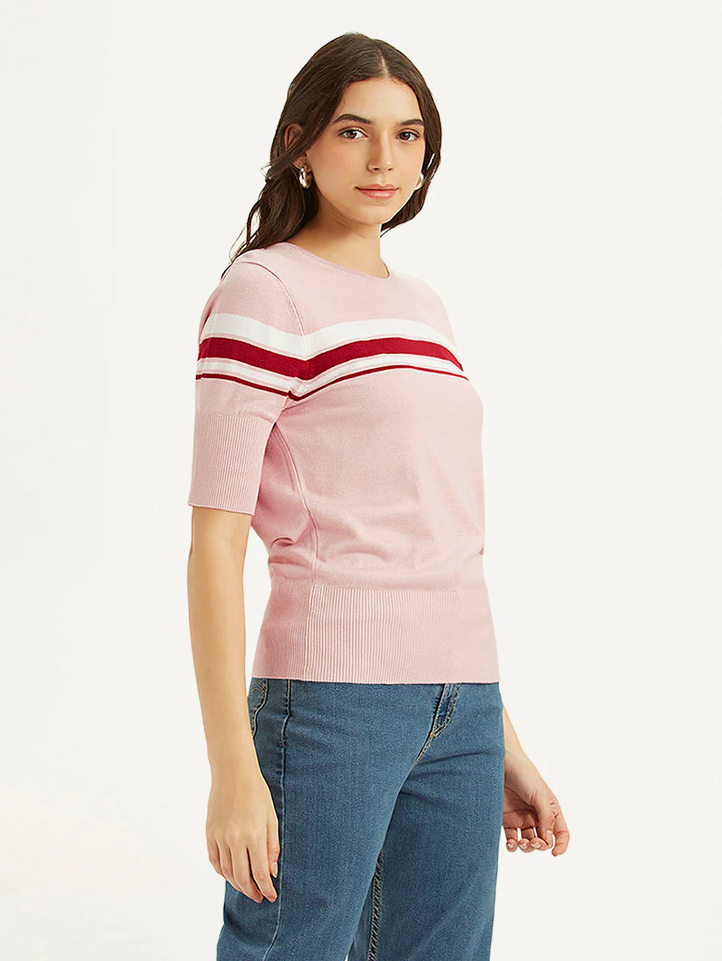 Women's Striped Regular Fit T-shirt - Image 5