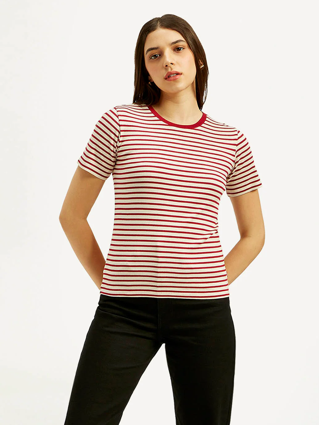 Women's Striped Slim Fit T-shirt - Image 2