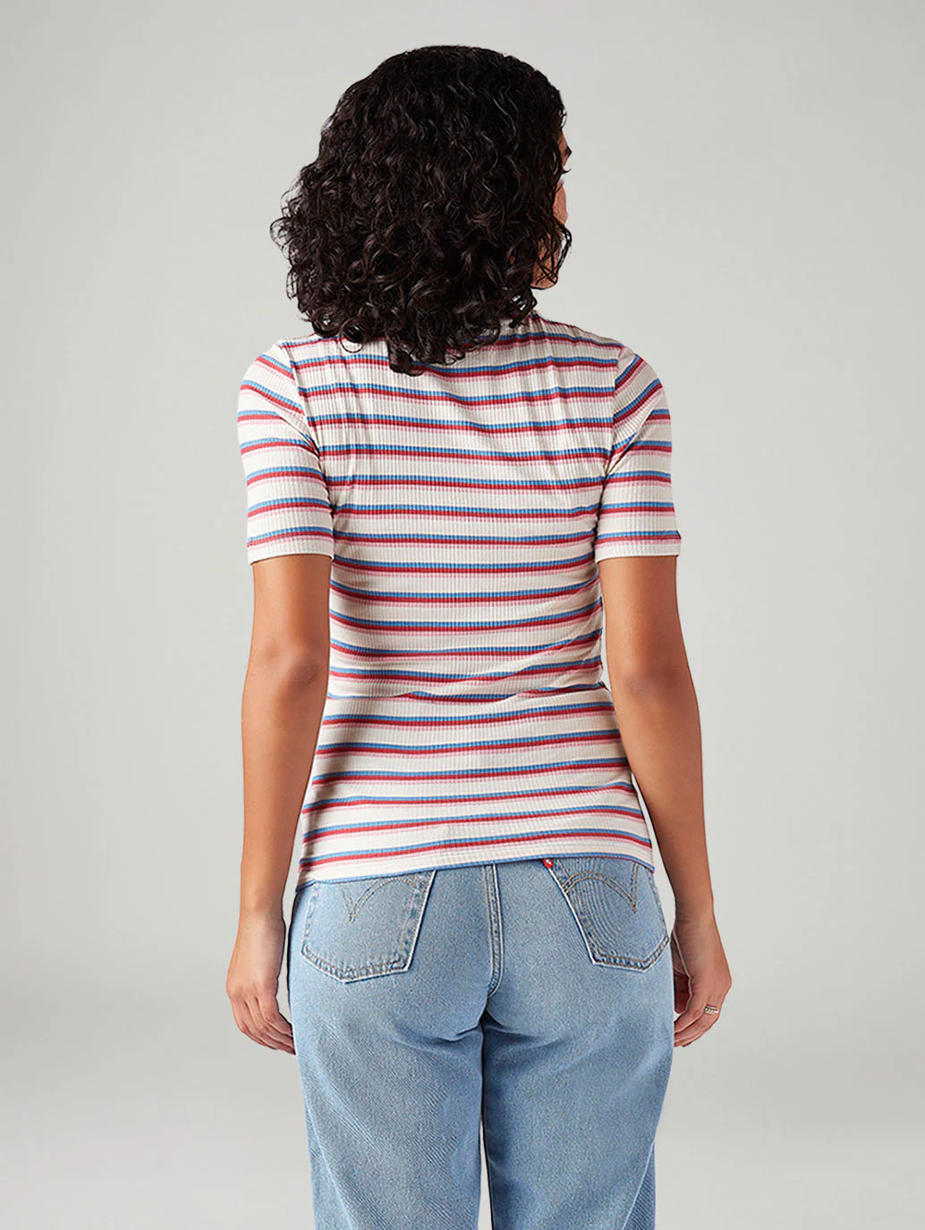 Women's Striped Slim Fit Ribbed Top - Image 3