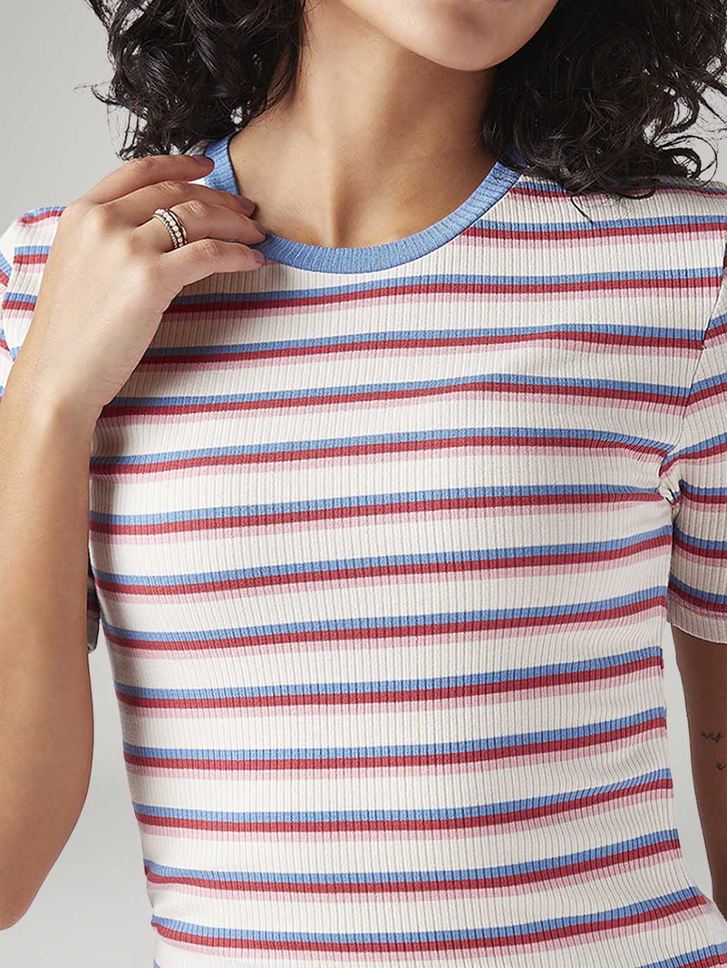 Women's Striped Slim Fit Ribbed Top - Image 4