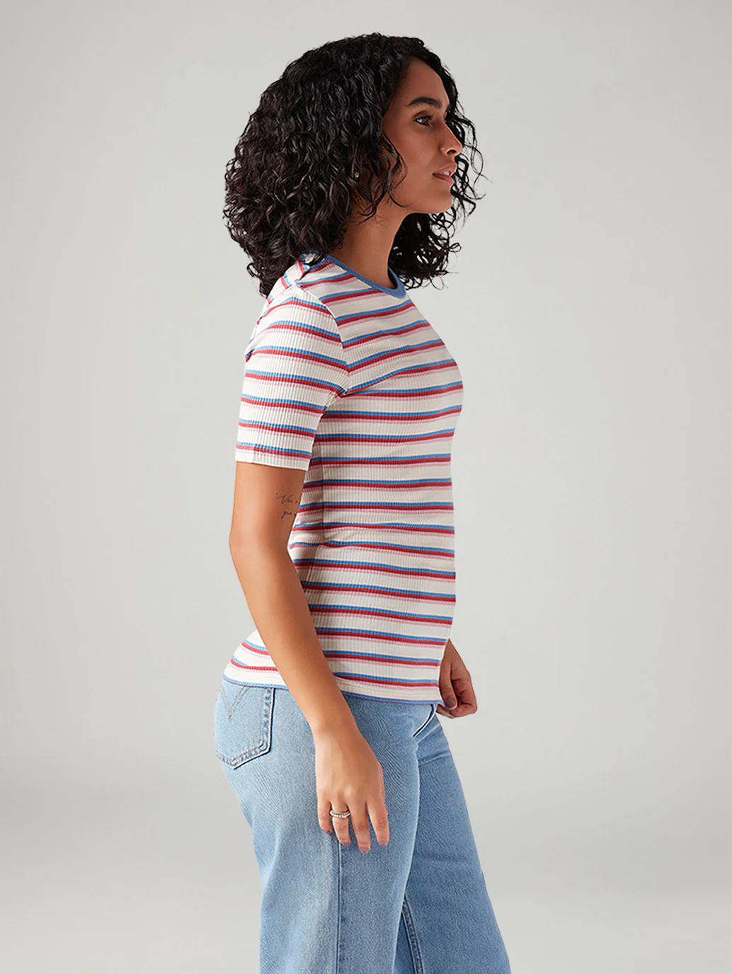 Women's Striped Slim Fit Ribbed Top - Image 5