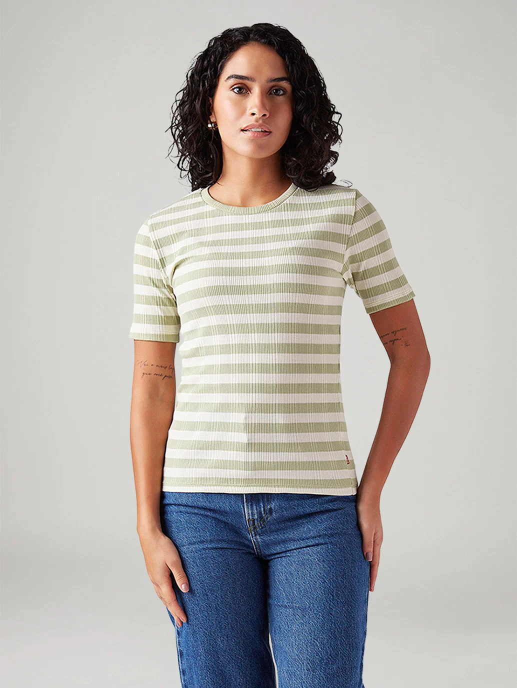 Women's Striped Slim Fit Ribbed Top - Image 2