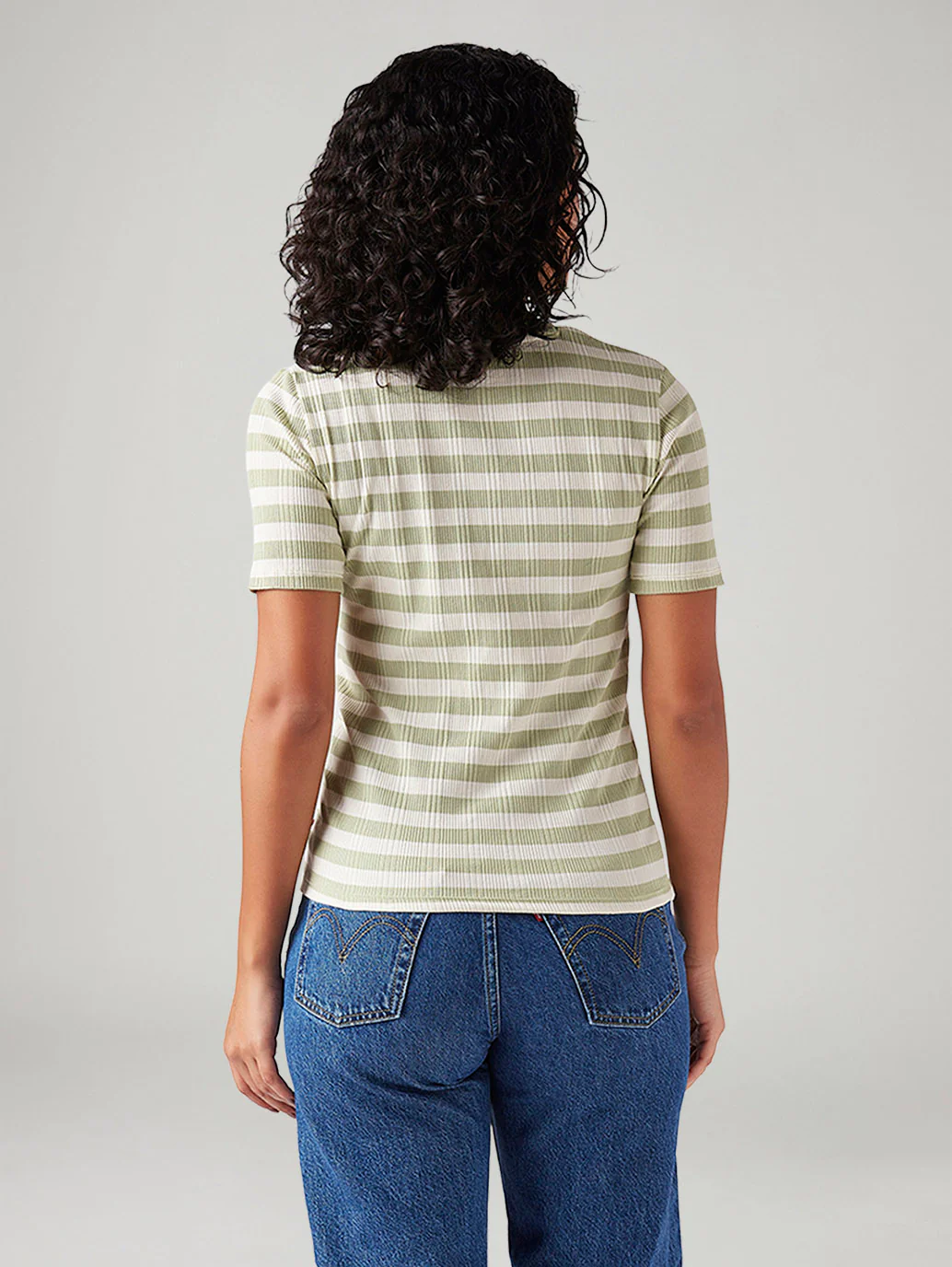 Women's Striped Slim Fit Ribbed Top - Image 3
