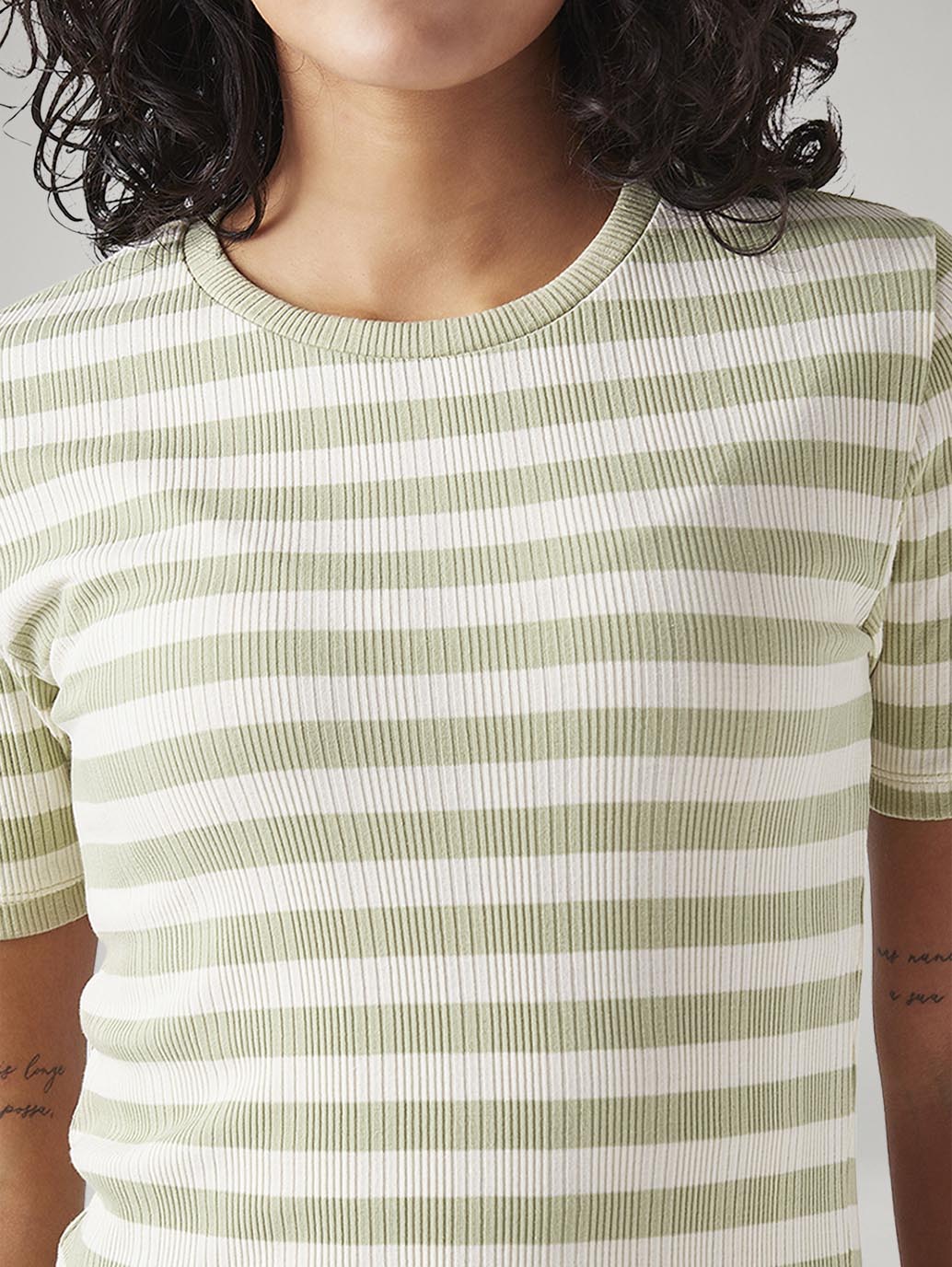 Women's Striped Slim Fit Ribbed Top - Image 4