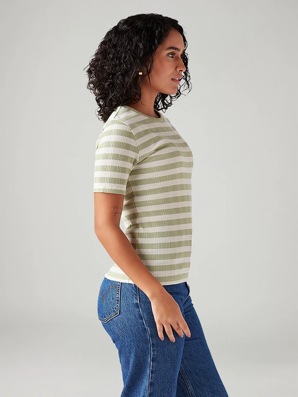 Women's Striped Slim Fit Ribbed Top - Image 5