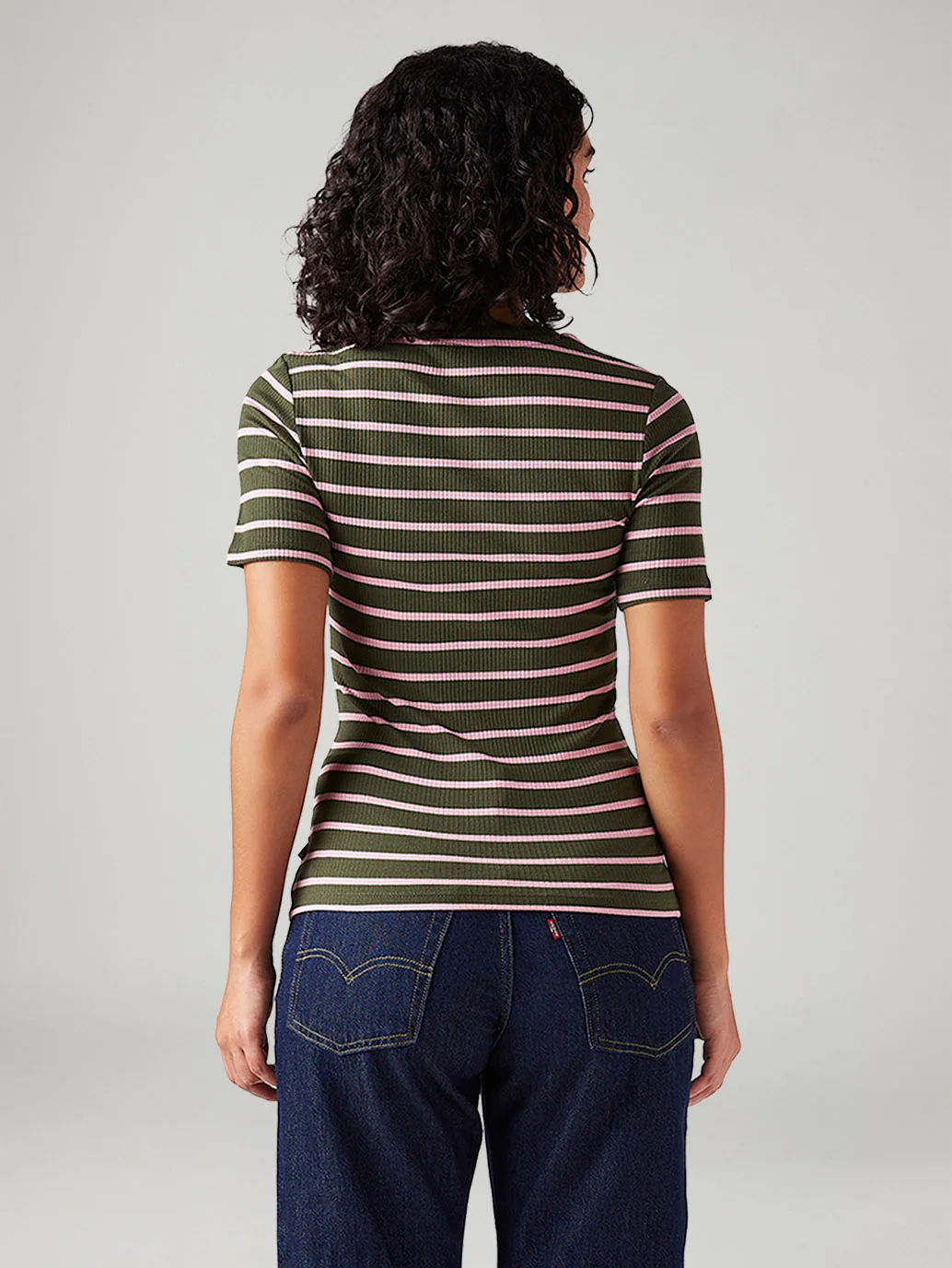 Women's Striped Slim Fit Ribbed Top - Image 3