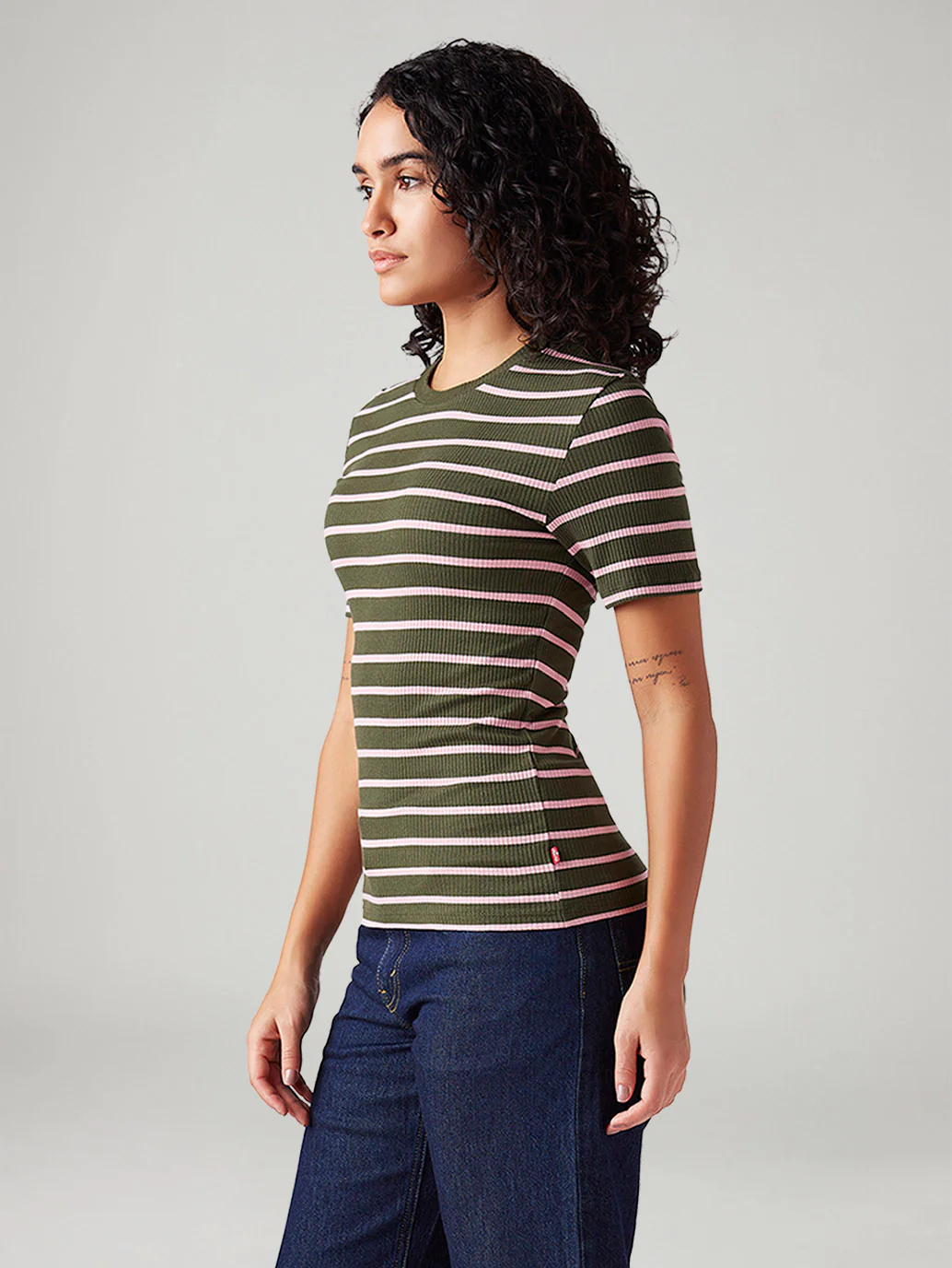 Women's Striped Slim Fit Ribbed Top - Image 5