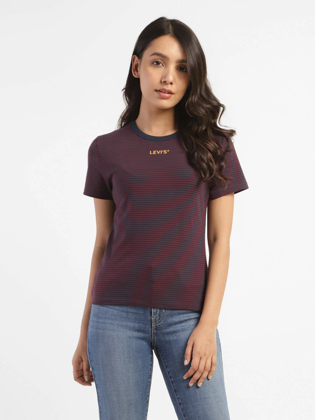 Women's Striped Slim Fit T-shirt Purple - Image 2