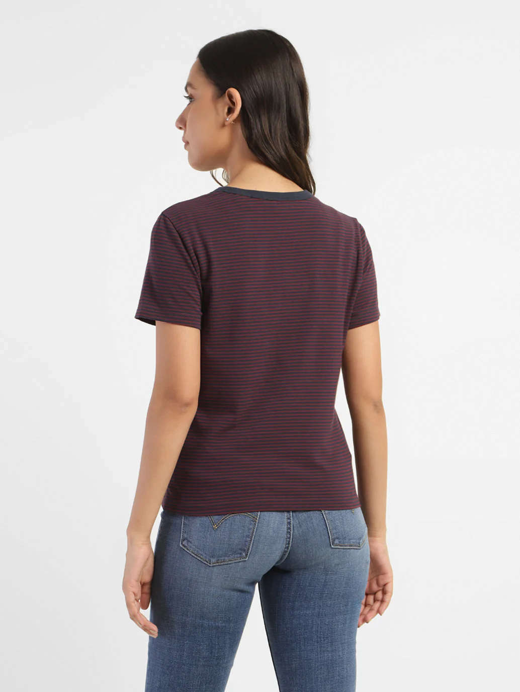 Women's Striped Slim Fit T-shirt Purple - Image 3